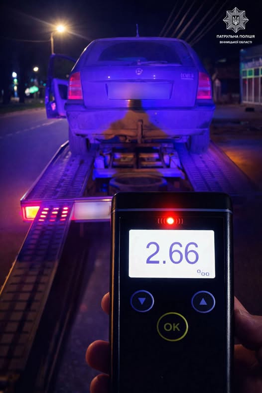 У Вінниці затримали водія з 2,66 проміле алкоголю
