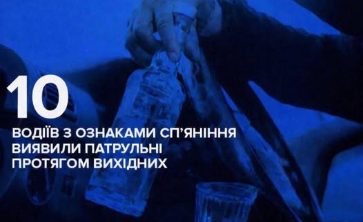 На Вінниччині за вихідні виявили десять нетверезих водіїв