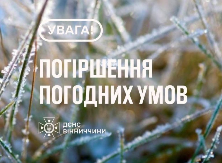 Заморозки до -3° і пориви вітру: жовтий рівень небезпеки на Вінниччині