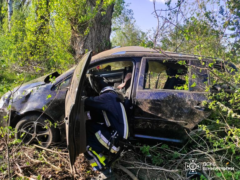 На Вінниччині водія затисло в авто після зіткнення з деревом