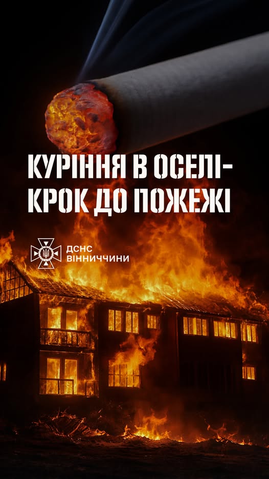 На Вінниччині через куріння сталося 55 пожеж: загинули 12 людей