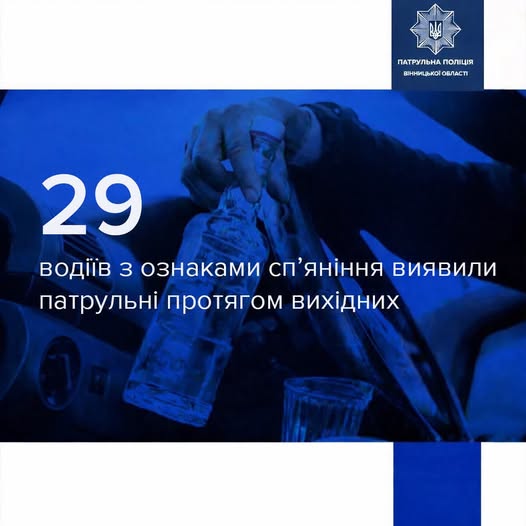 За вихідні у Вінниці виявили 29 нетверезих водіїв