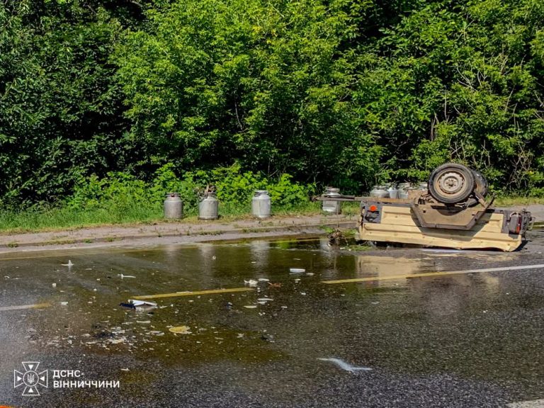 Мед на дорозі та пошкоджені авто: у ДТП на Вінниччині постраждав водій