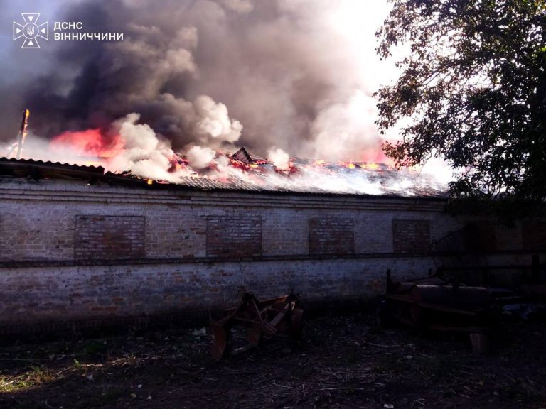 На Вінниччині горів склад із 300 тоннами зерна та соняшнику: пожежу ліквідували рятувальники