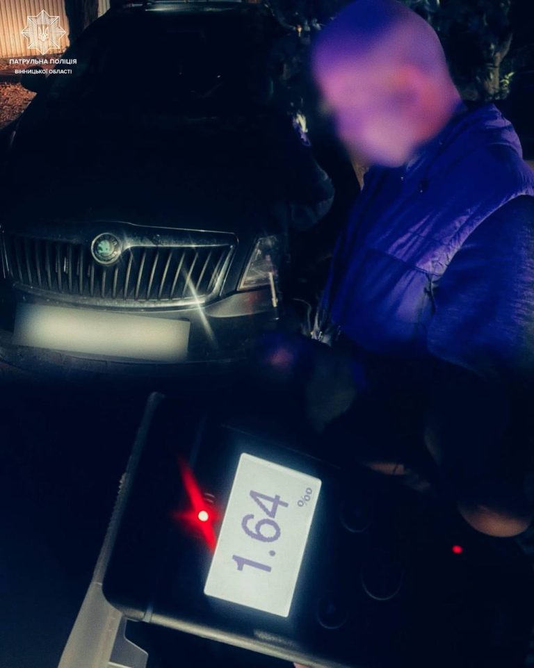 У Вінниці під час комендантської години зупинили водія з 1,64 проміле алкоголю