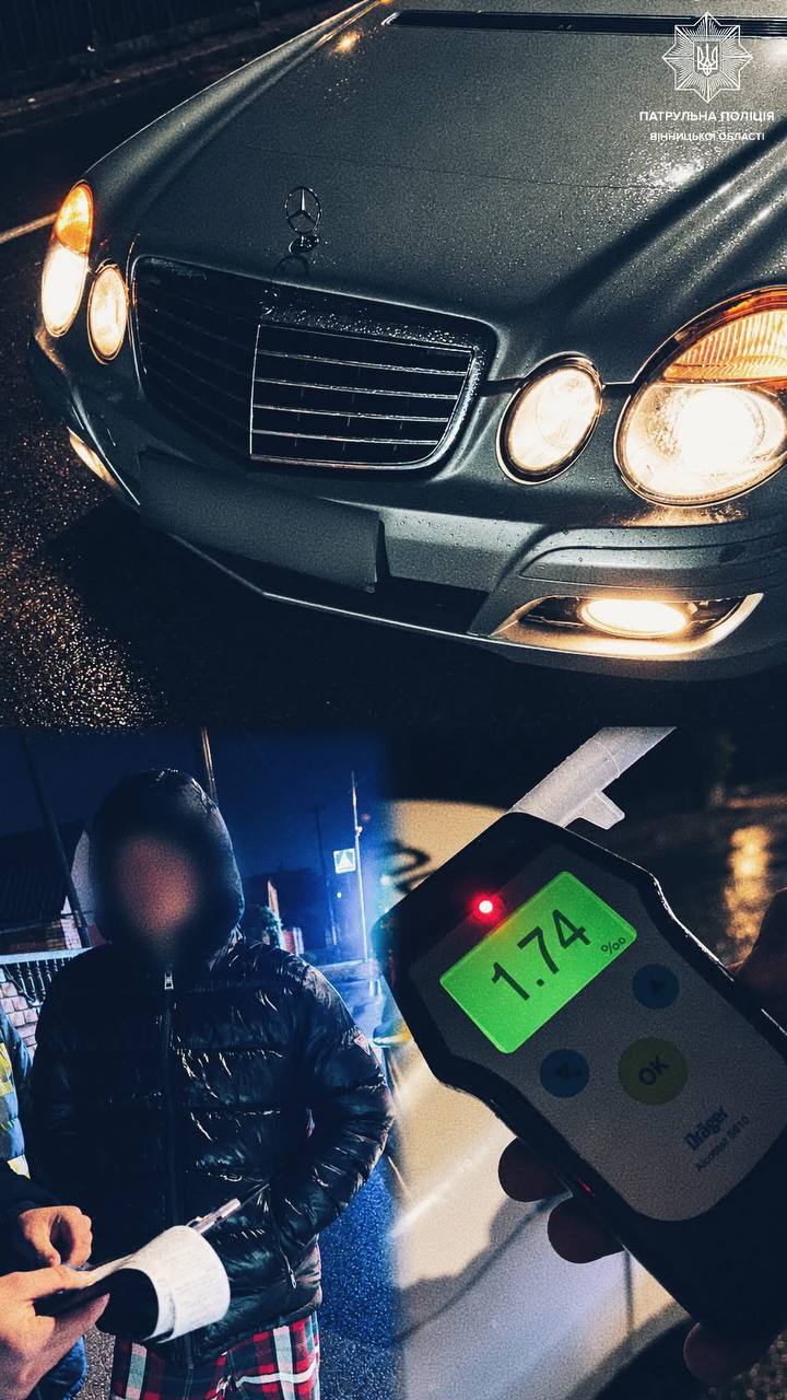 У Вінниці водій Mercedes-Benz сів за кермо з 1,74 проміле алкоголю